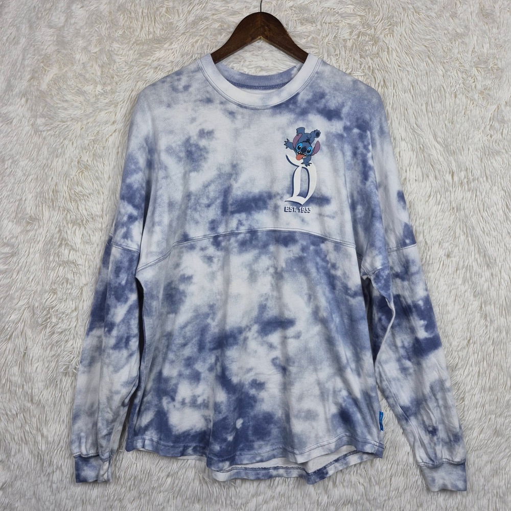 Disney Spirit Jersey Disneyland Lilo & Stitch Tie Dye Blue Medium Long Sleeve